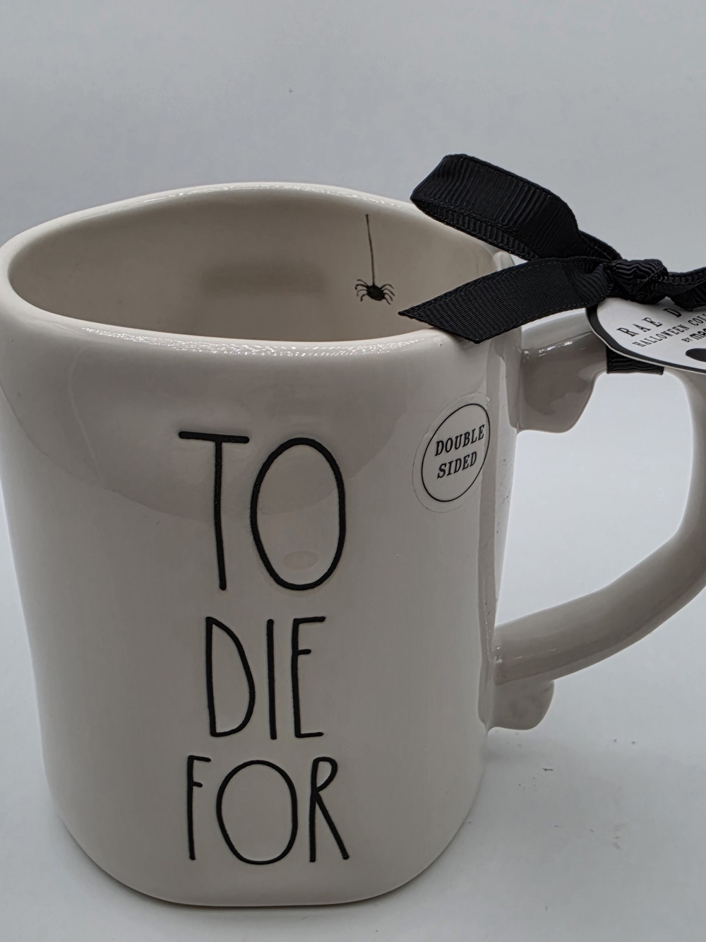 Rae Dunn Halloween Mug 'To Die For' Coffin Rose & Spiders